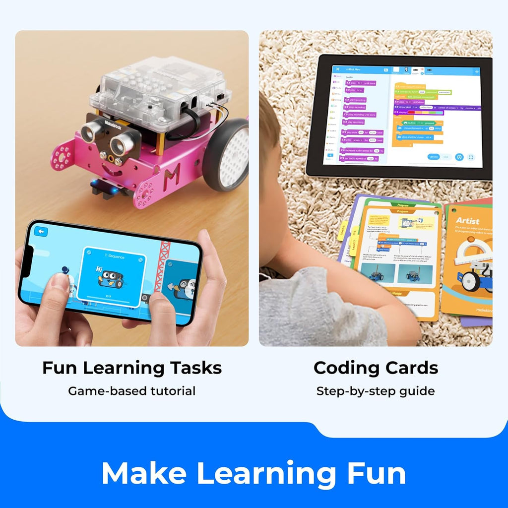 Mbot Robot Kit, STEM Projects for Kids Ages 8-12 Learn to Code with Scratch Arduino, Robot Kit for Kids, Computer Programming for Beginners Gift for Boys and Girls 8 Pink