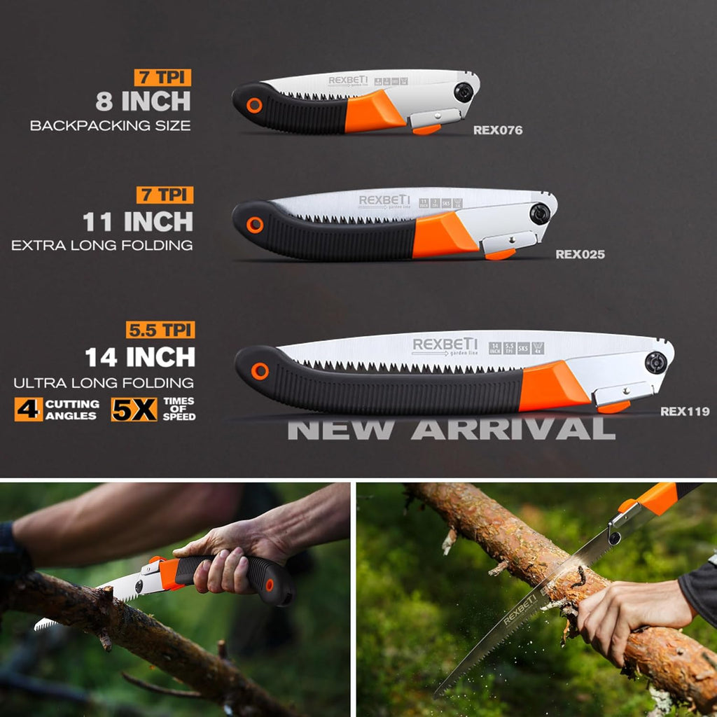 Folding Saw - 8 Inch Blade for Wood & Dry Wood Pruning, Compact Design, SK-5 Steel