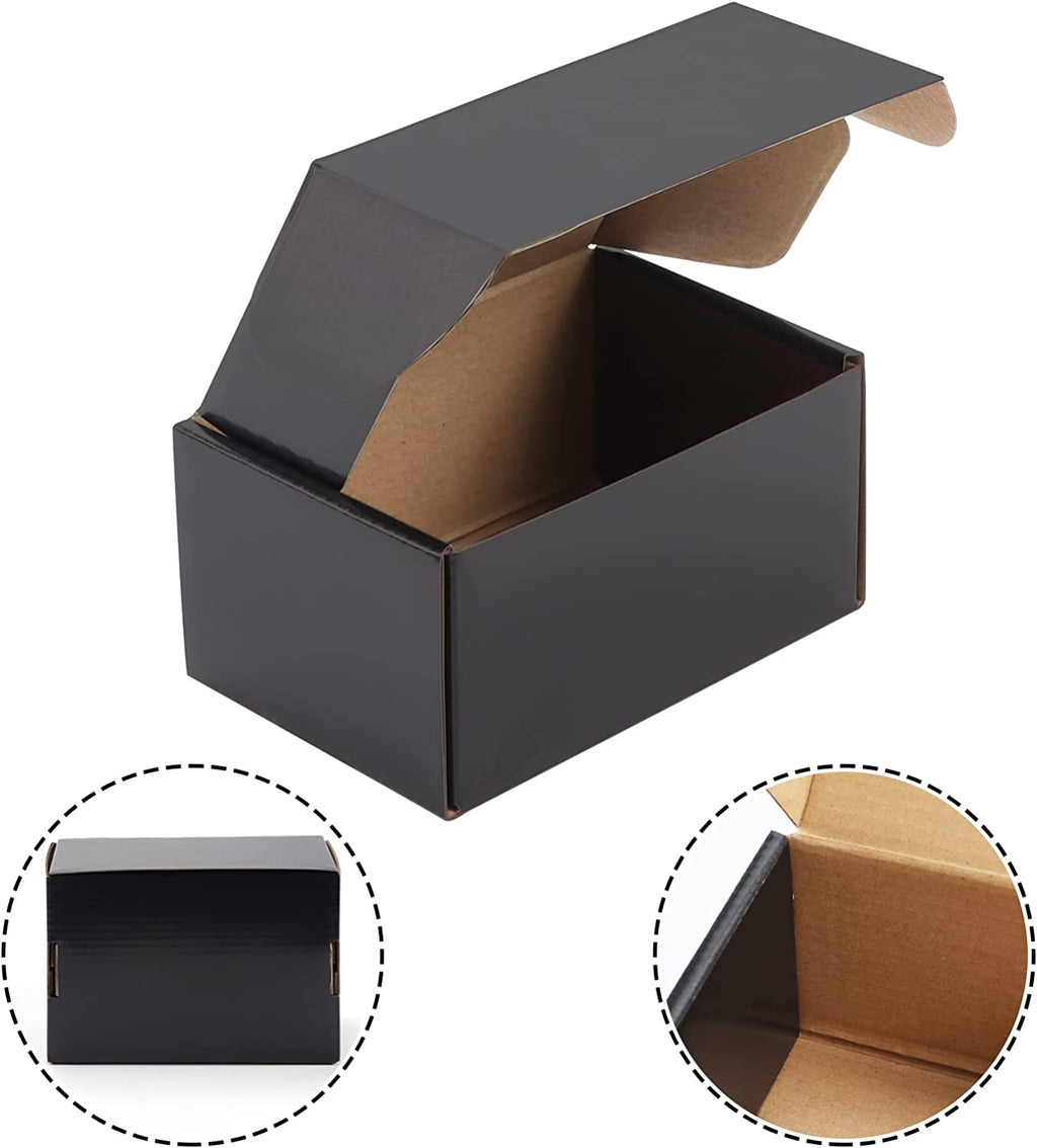 25 Pack 6X4X3 Shipping Boxes for Small Business, Black Packaging Cardboard Boxes, Moving Mailing Packing Box