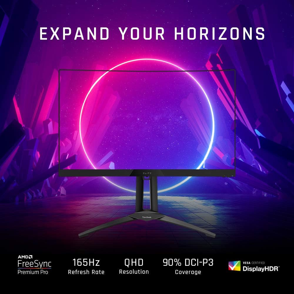 XG270QC 27 Inch Curved 1440P 1Ms 165Hz Gaming Monitor with Freesync Premium Pro, VESA Display HDR400 and Advanced Ergonomics for Esports
