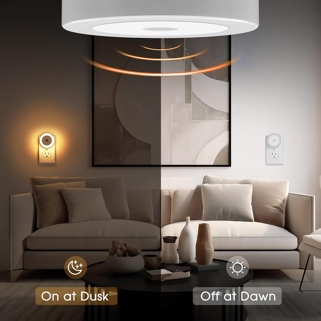 LED Baby Night Lights Plug into Wall [4Pack], Nightlight with Light Sensors for Kids Room, Bathroom Stair Lights, Hallway Light, Warm White