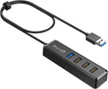 4-Port Hub - 1 USB 3.0 + 3 USB 2.0 Ports for Macbook, Mac Pro, Mac Mini, Imac, Surface Pro, XPS, PC, Flash Drive, Mobile HDD, Laptop Extension Cable