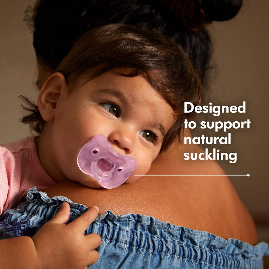 Baby Pacifier | 6-18 Months | Includes Sterilizing Case | 2-Count | Soft Silicone | Bpa-Free | Supports Natural Suckling | Pink
